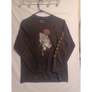 DGK Skeleton Hands, Blessed Long Sleeve Shirt Large Black